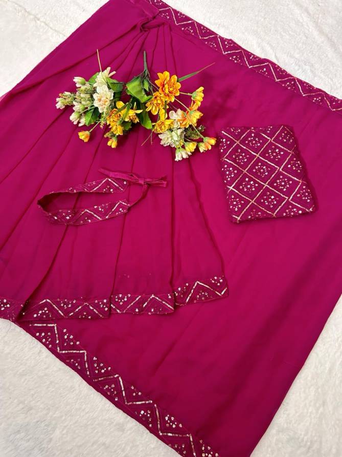 Krishi Pure Faux Georgette Silk Party Wear Readymade Sarees Wholesale Market In Surat
